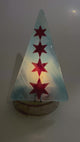Christmas Tree Fused Glass Candle Stand  - Chicago Stars