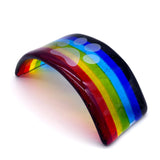 Pawprint Rainbow Fused Glass Bridge Pet Memorial - Mini