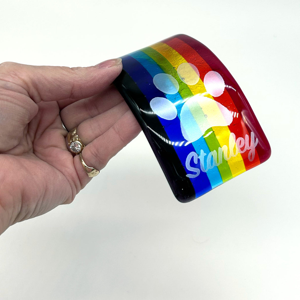Pawprint Rainbow Bridge Pet Memorial - 3 sizes, personalization options