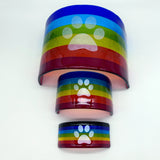 Pawprint Rainbow Fused Glass Bridge Pet Memorial - Large