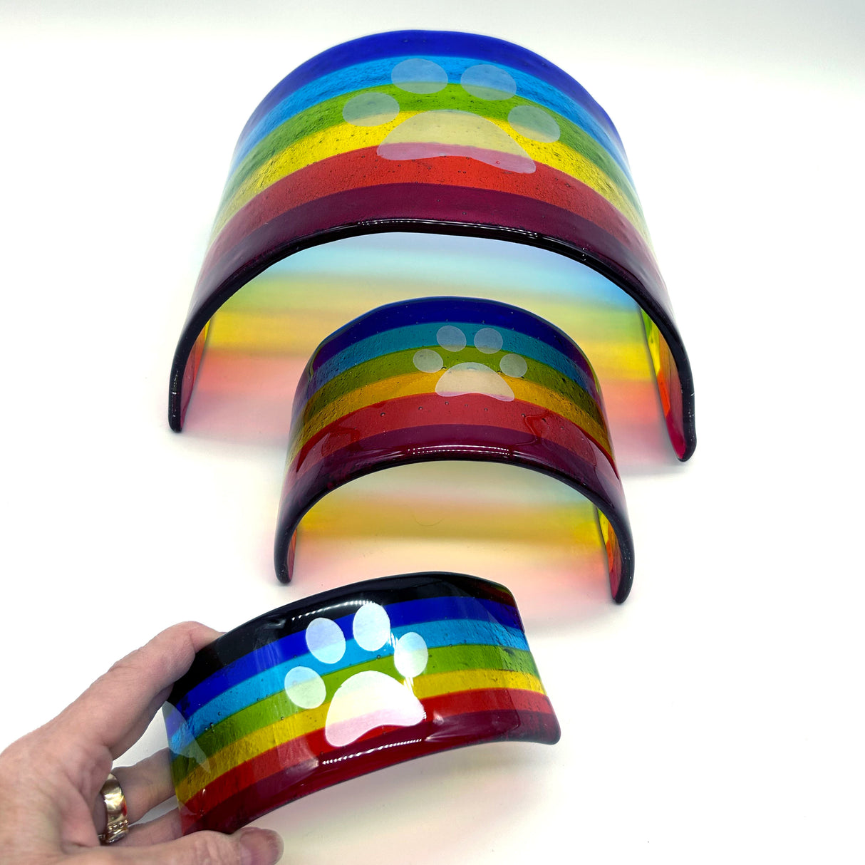 Pawprint Rainbow Bridge Pet Memorial - 3 sizes, personalization options