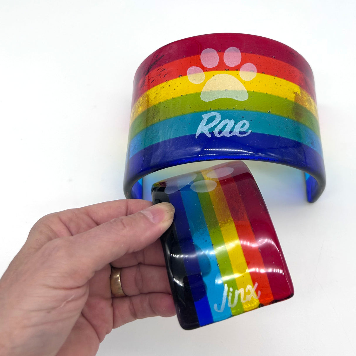 Custom Pawprint Rainbow Bridge Pet Memorial - 3 sizes