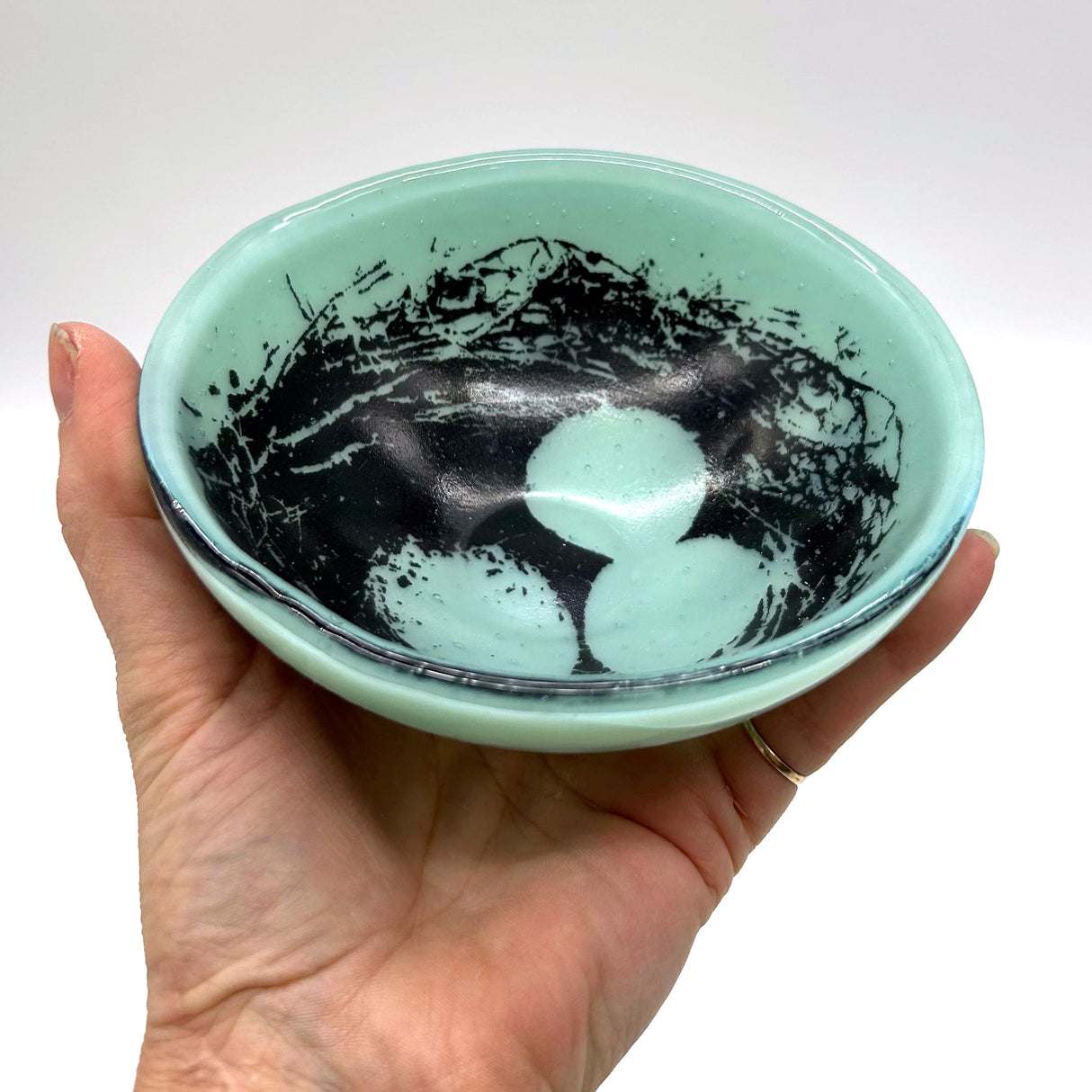 Bird's Nest Fused Glass 5" Small Bowl