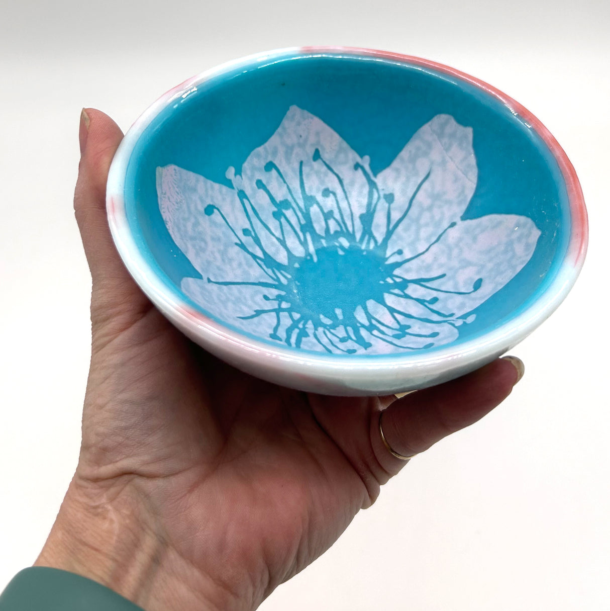 Cherry Blossom Fused Glass 5" Small Bowl