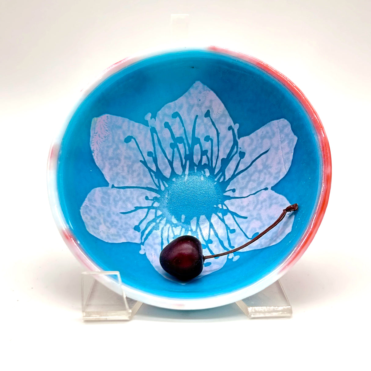 Cherry Blossom Fused Glass 5" Small Bowl