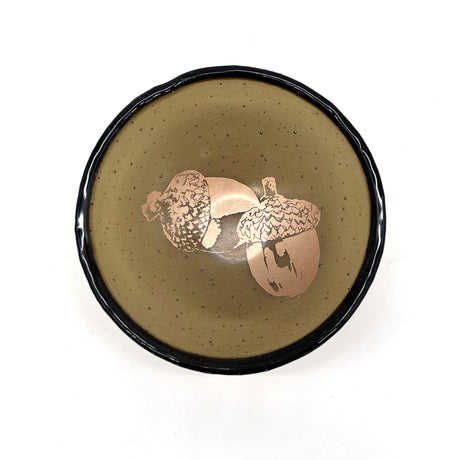 Oak Leaves and Acorn Fused Glass 5" Small Bowl