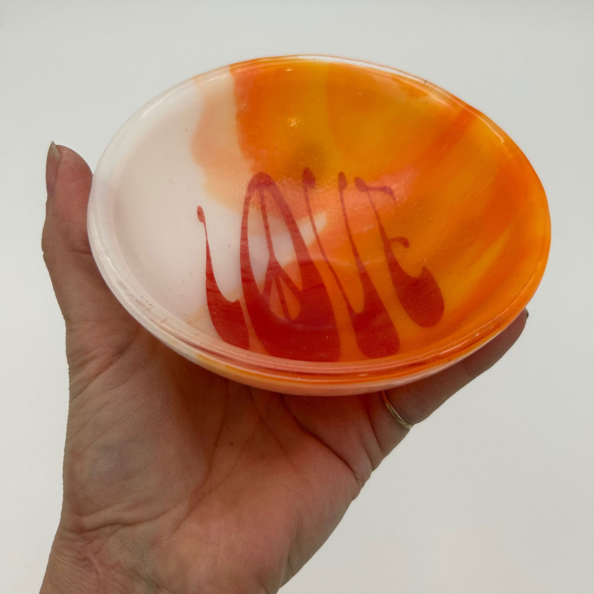 Peace Love Hippy Fused Glass 5" Small Bowl