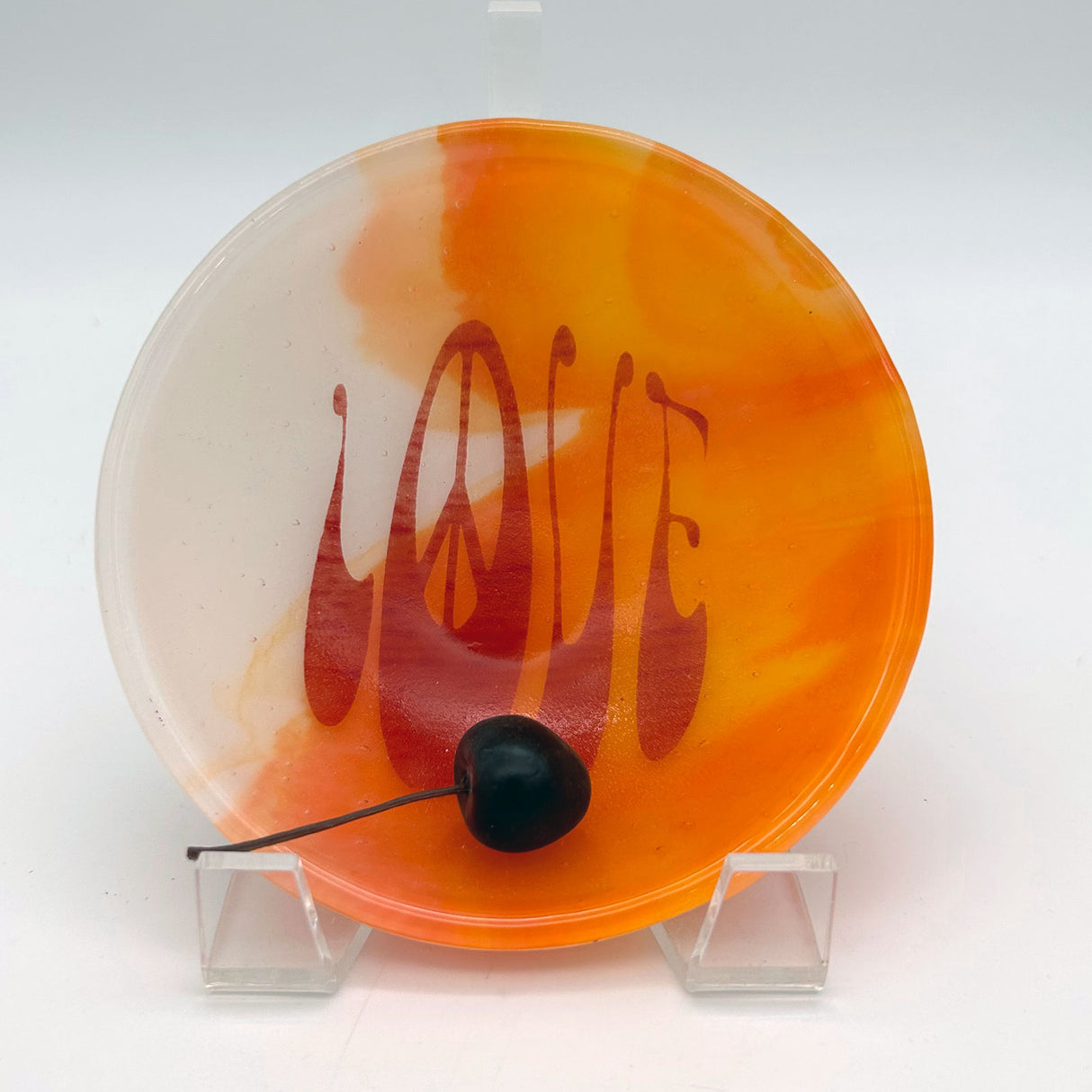 Peace Love Hippy Fused Glass 5" Small Bowl