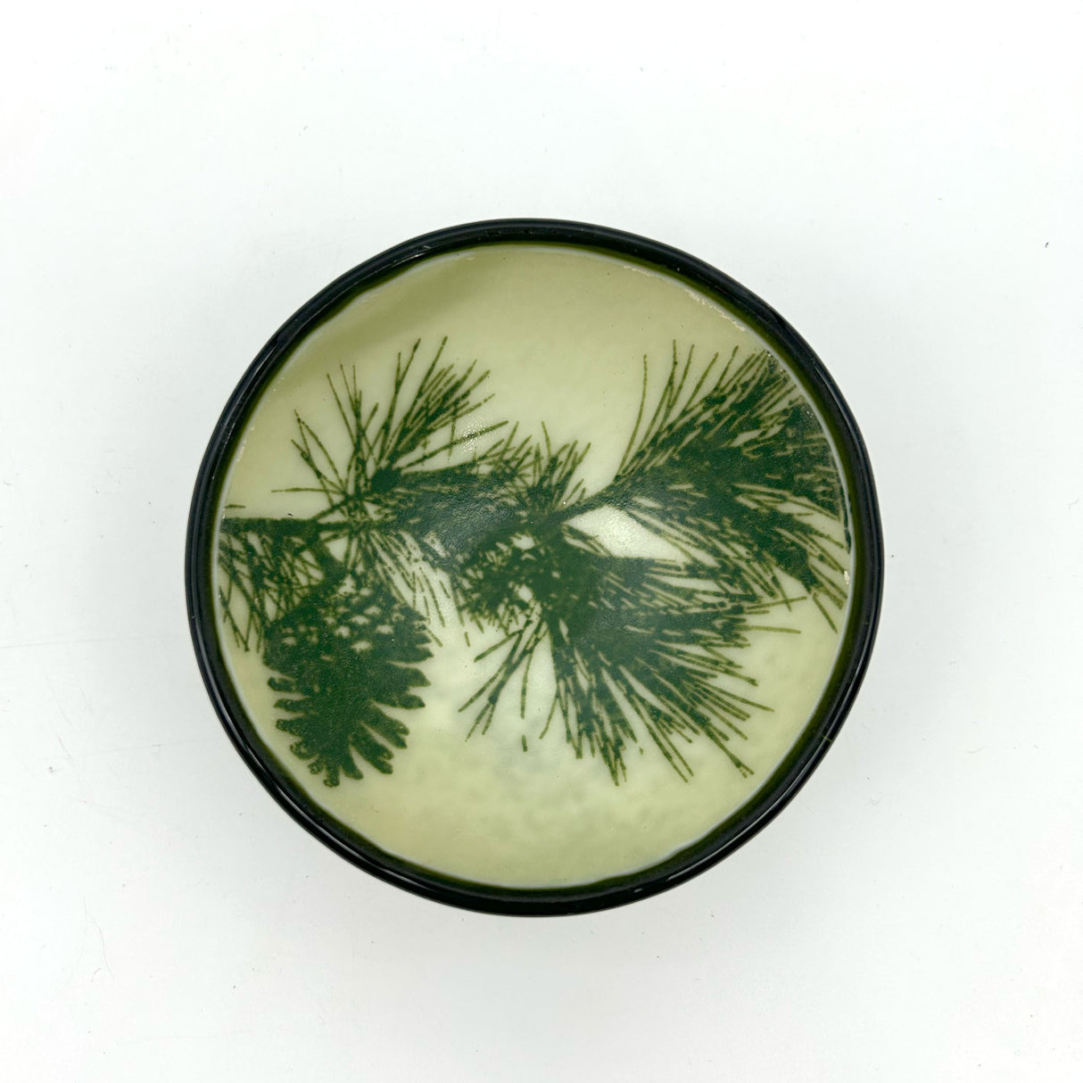 Pine Bough with Pinecone Fused Glass 5" Small Bowl