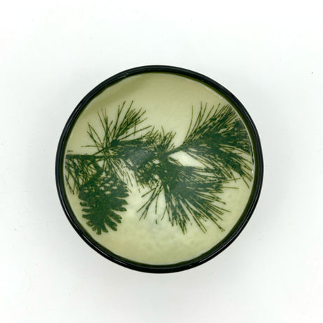 Pine Bough with Pinecone Fused Glass 5" Small Bowl