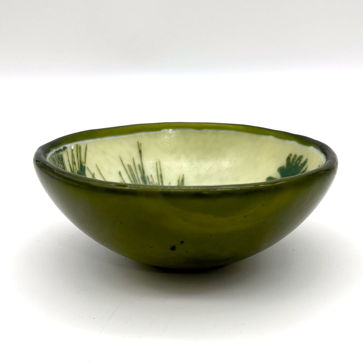 Pine Bough with Pinecone Fused Glass 5" Small Bowl