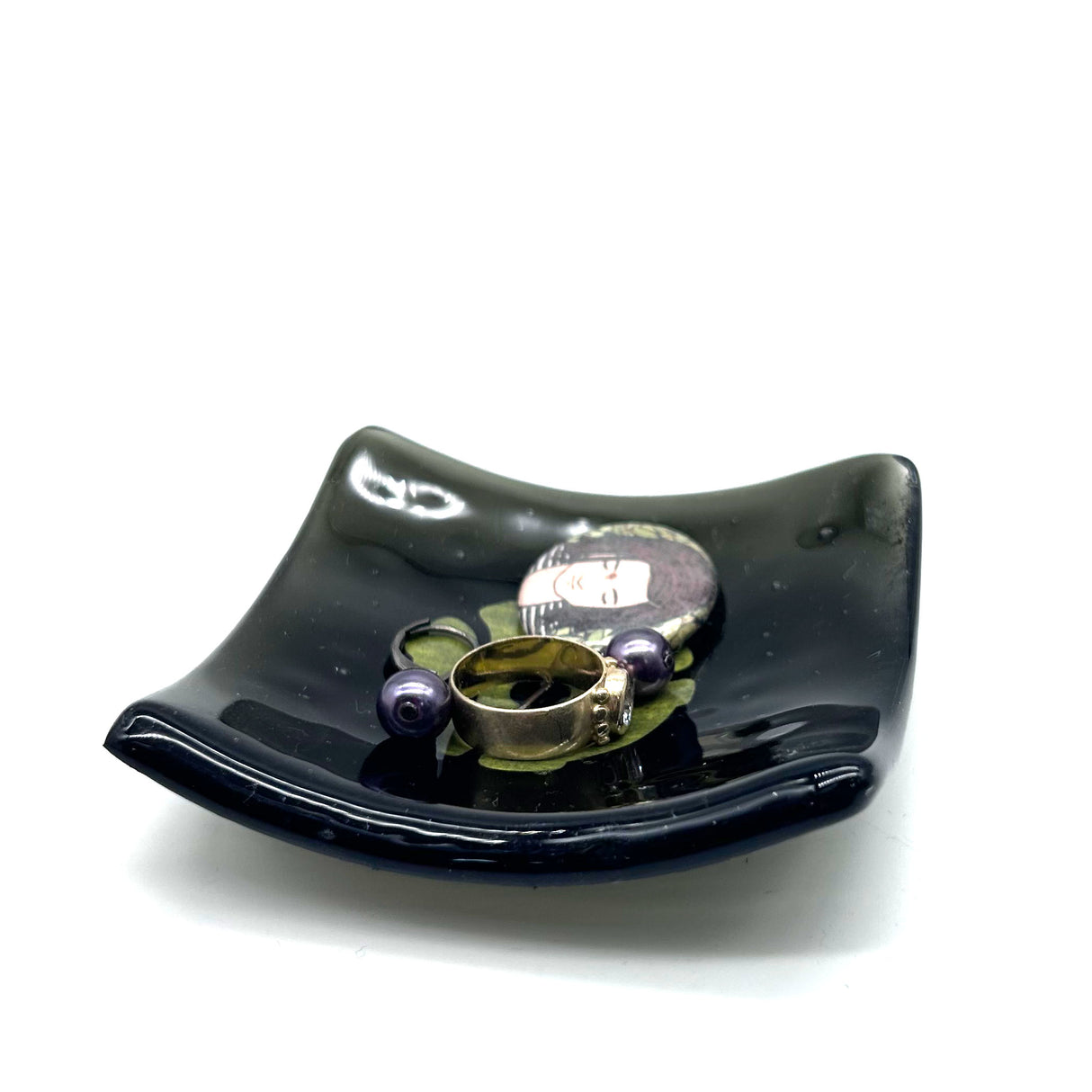 45 Record Adapter Handmade 2.75" Fused Glass Small Dish