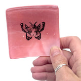 Butterfly Tattoo Handmade 2.75" Fused Glass Small Dish (discontinued color)