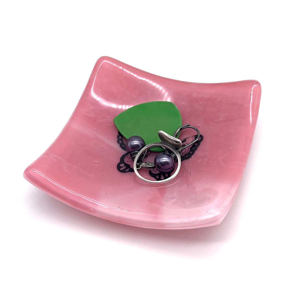 Butterfly Tattoo Handmade 2.75" Fused Glass Small Dish (discontinued color)