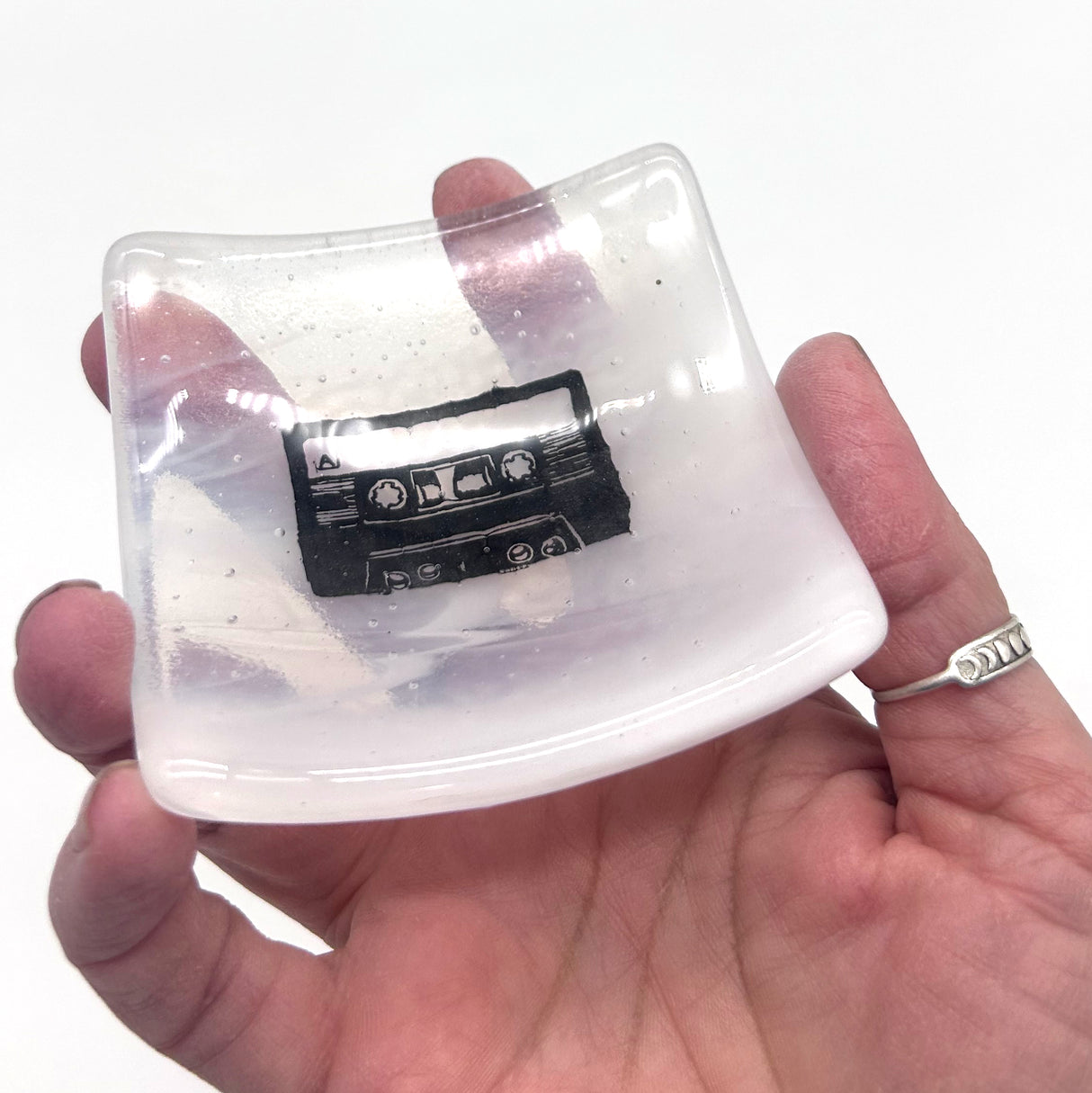 Cassette Handmade 2.75" Fused Glass Small Dish