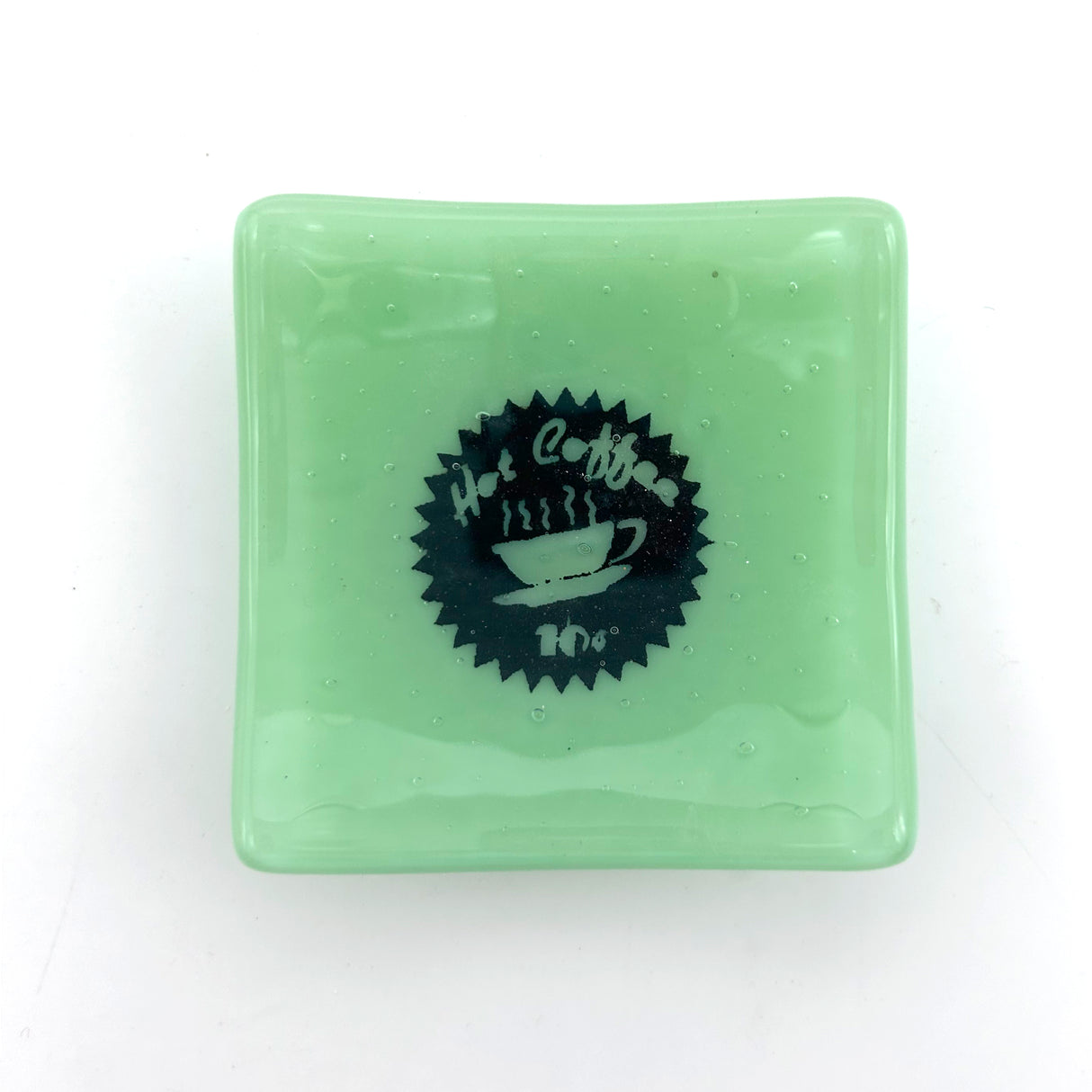 Vintage Coffee Ad Handmade 2.75" Fused Glass Small Dish