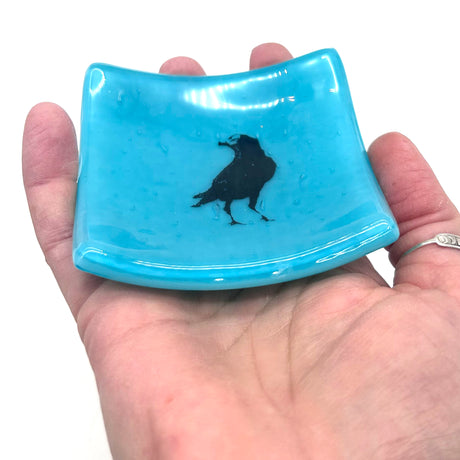 Birds | Crow Handmade 2.75" Fused Glass Small Dish