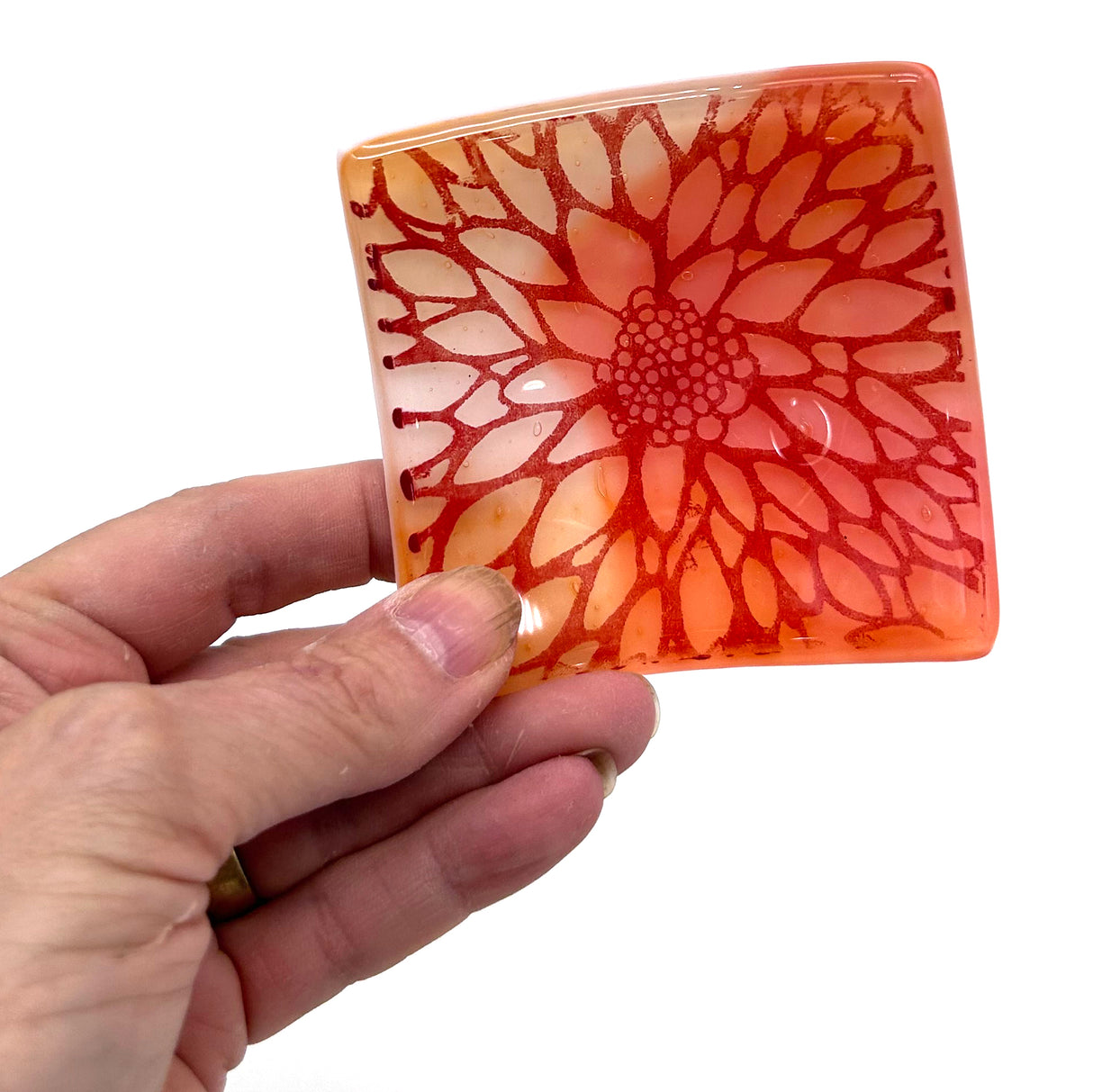 Dahlia Handmade 2.75" Fused Glass Small Dish