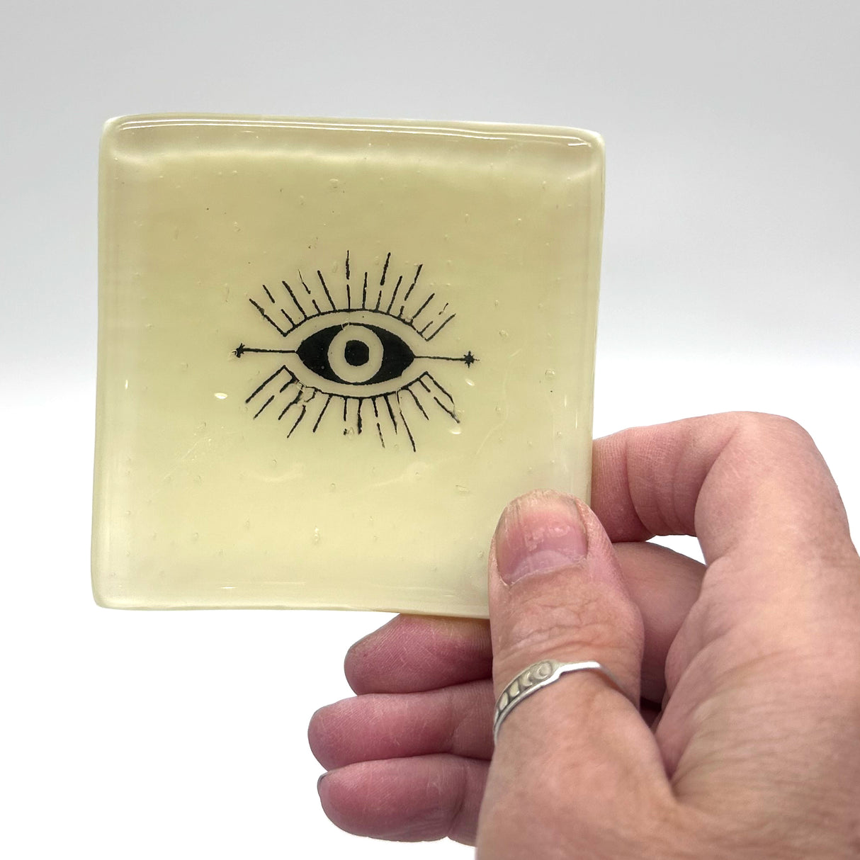 Evil Eye Handmade 2.75" Fused Glass Small Dish