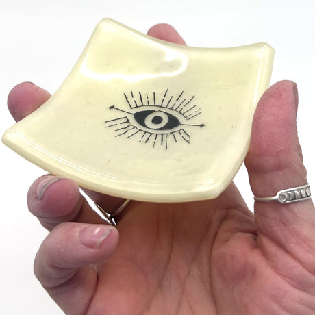 Evil Eye Handmade 2.75" Fused Glass Small Dish