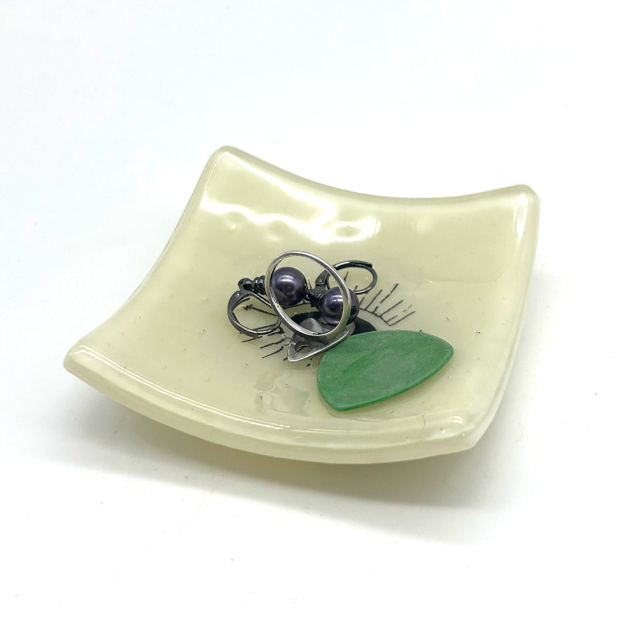 Evil Eye Handmade 2.75" Fused Glass Small Dish