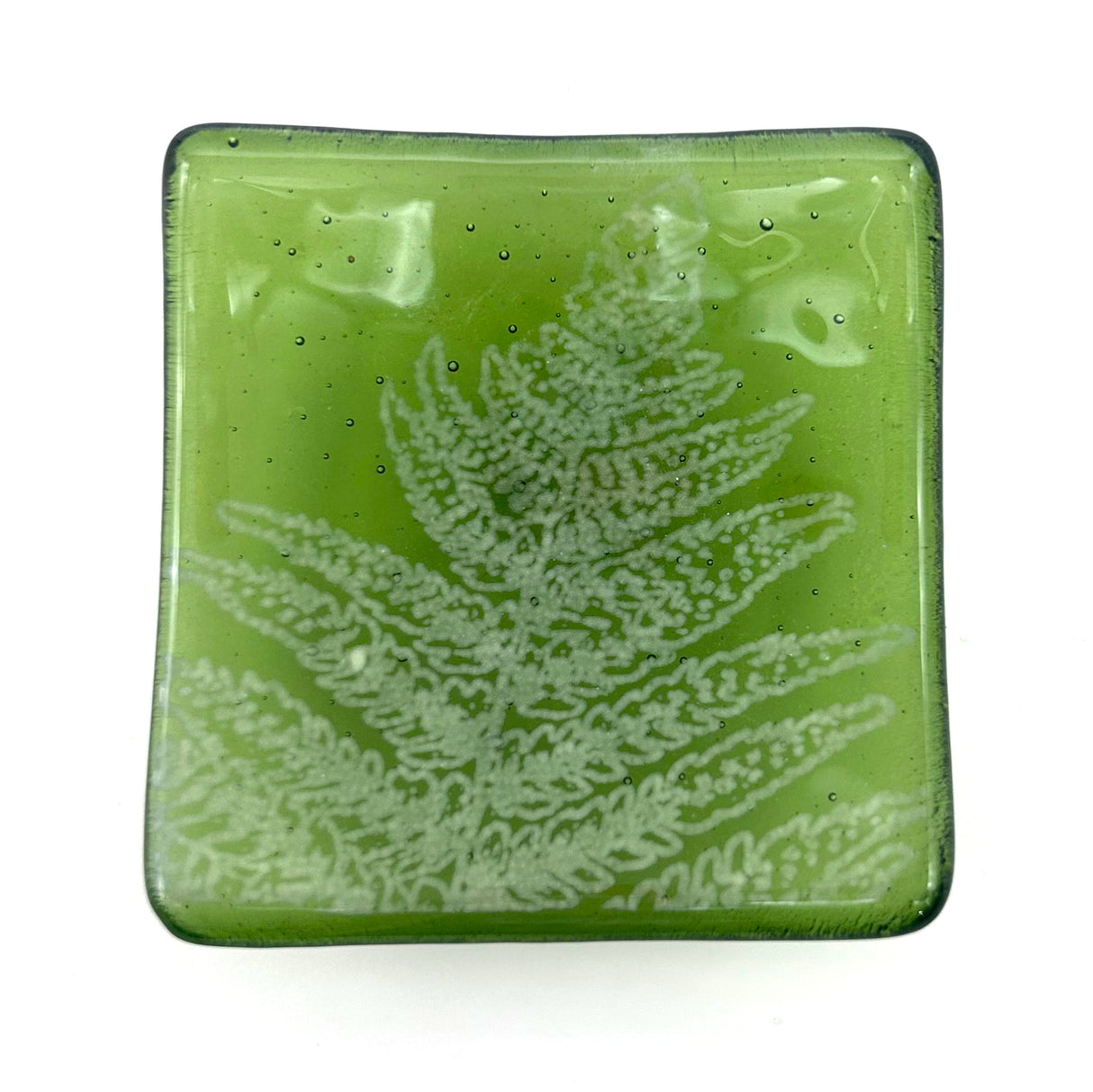 Fern Leaves Handmade 2.75" Fused Glass Small Dish