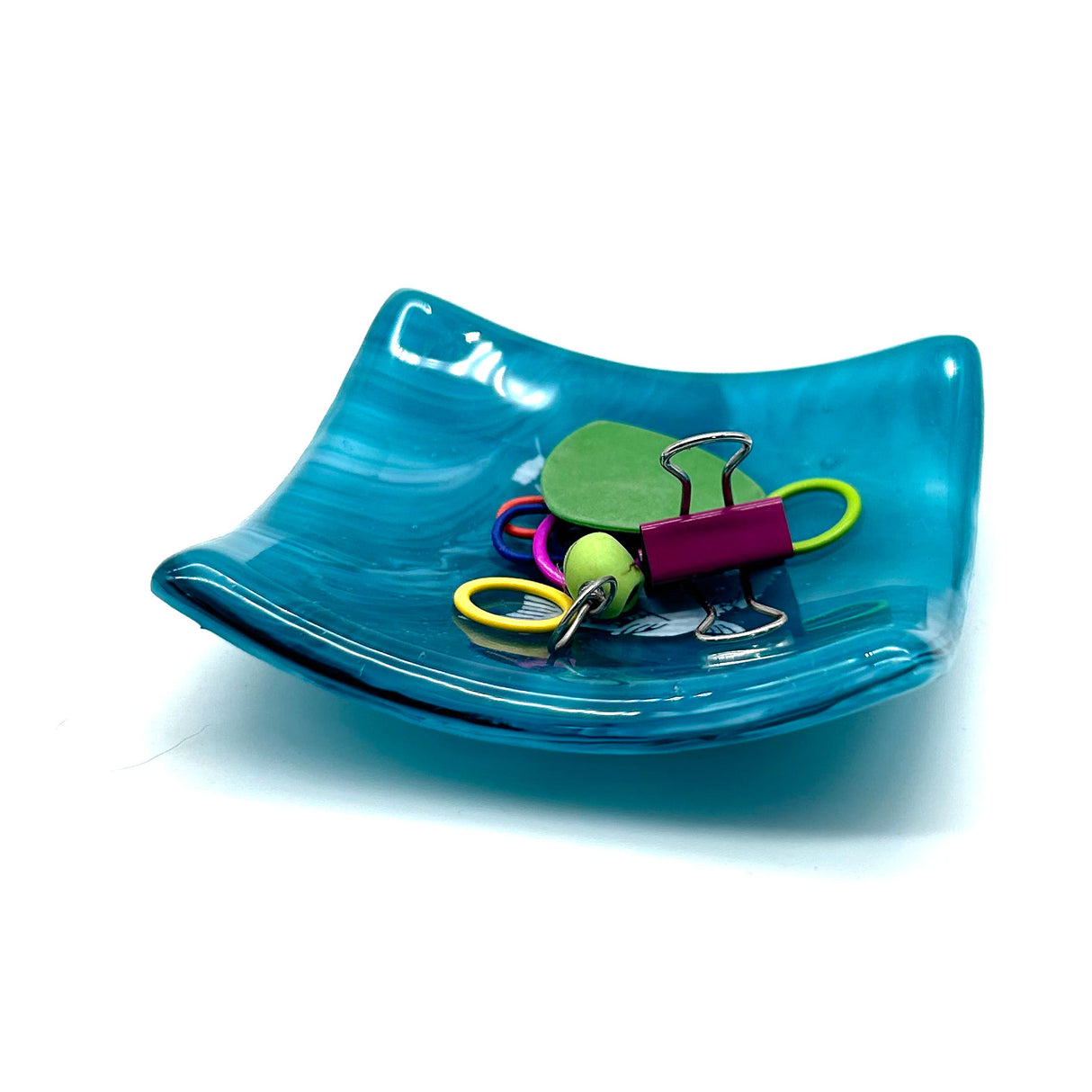 Gone Fishing Handmade 2.75" Fused Glass Small Dish