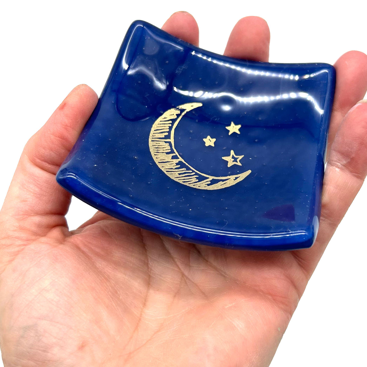 Half Moon Handmade 2.75" Fused Glass Small Dish