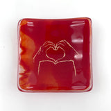 Heart Hands Handmade 2.75" Fused Glass Small Dish