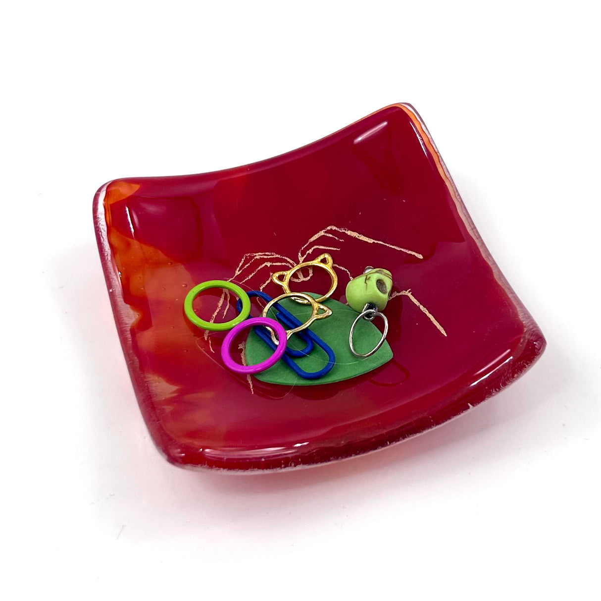Heart Hands Handmade 2.75" Fused Glass Small Dish