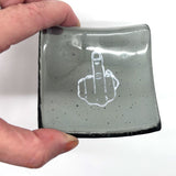Middle Finger Handmade 2.75" Fused Glass Small Dish