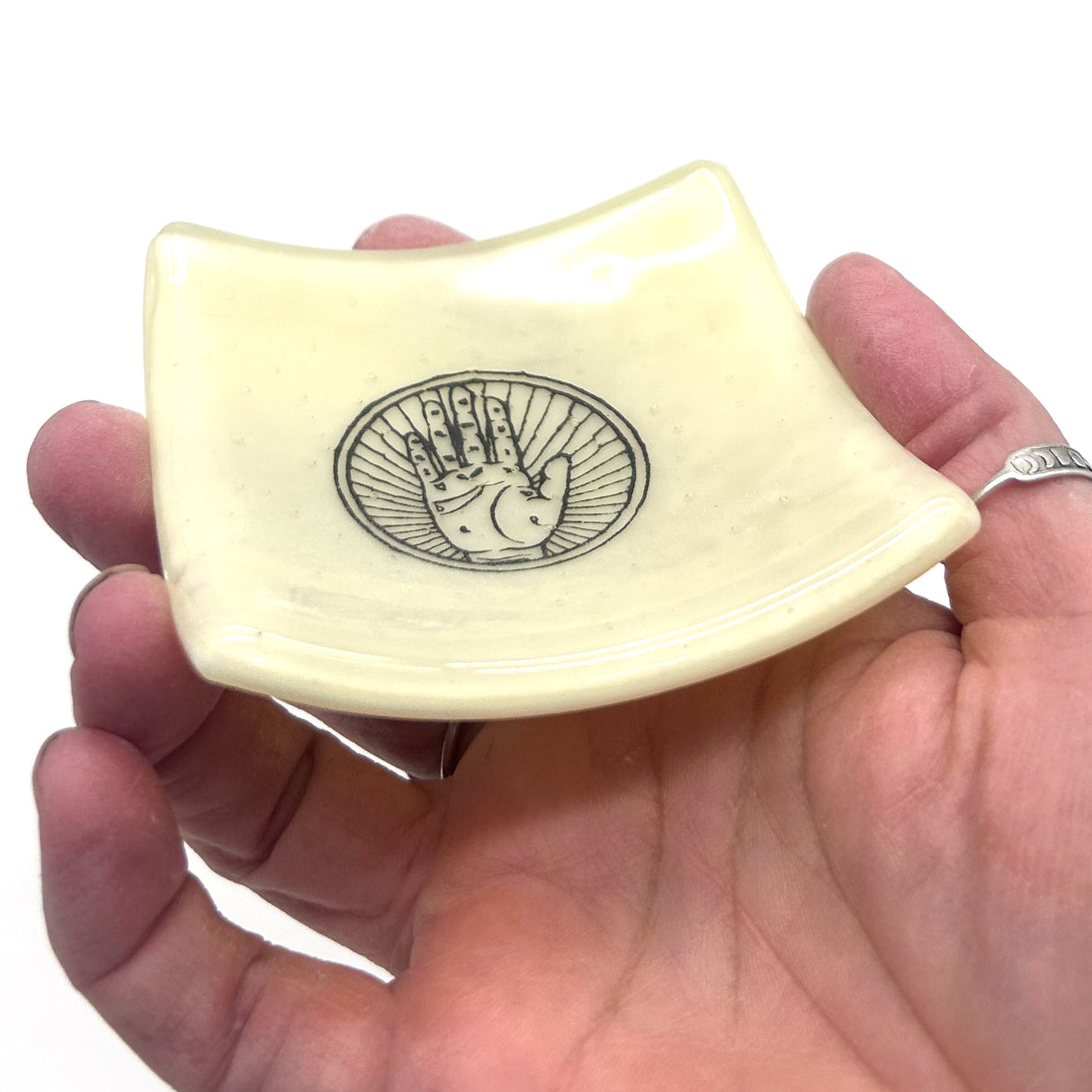 Palmistry Handmade 2.75" Fused Glass Small Dish