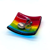 Rainbow Handmade 2.75" Fused Glass Small Dish
