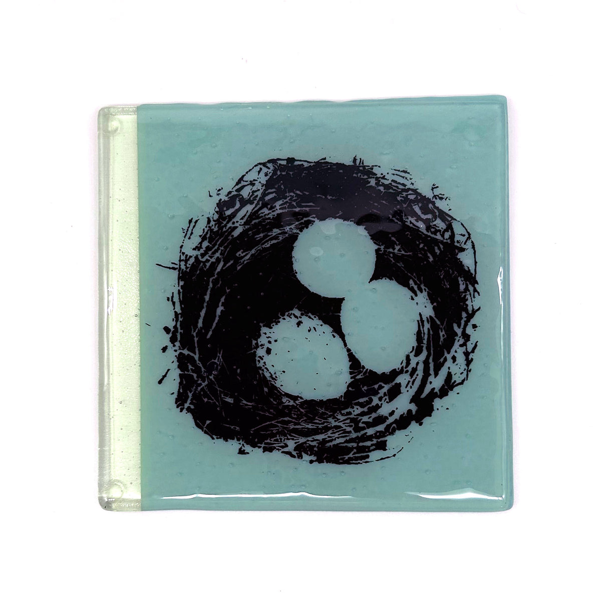 Bird Nest 6" Fused Glass Trivet