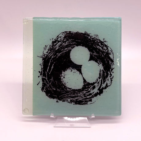 Bird Nest 6" Fused Glass Trivet