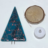 Christmas Tree Fused Glass Candle Stand  - Cats