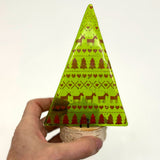 Christmas Tree Fused Glass Candle Stand - Ugly Reindeer Sweater