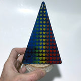 Christmas Tree Fused Glass Candle Stand  - Rainbow Hearts