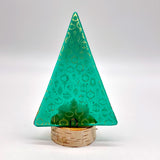 Christmas Tree Fused Glass Candle Stand  - Vintage Ornaments