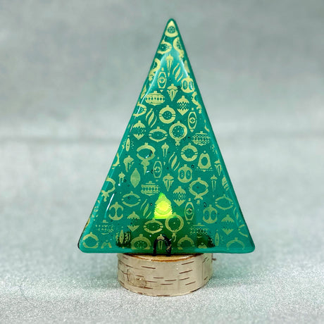Christmas Tree Fused Glass Candle Stand  - Vintage Ornaments