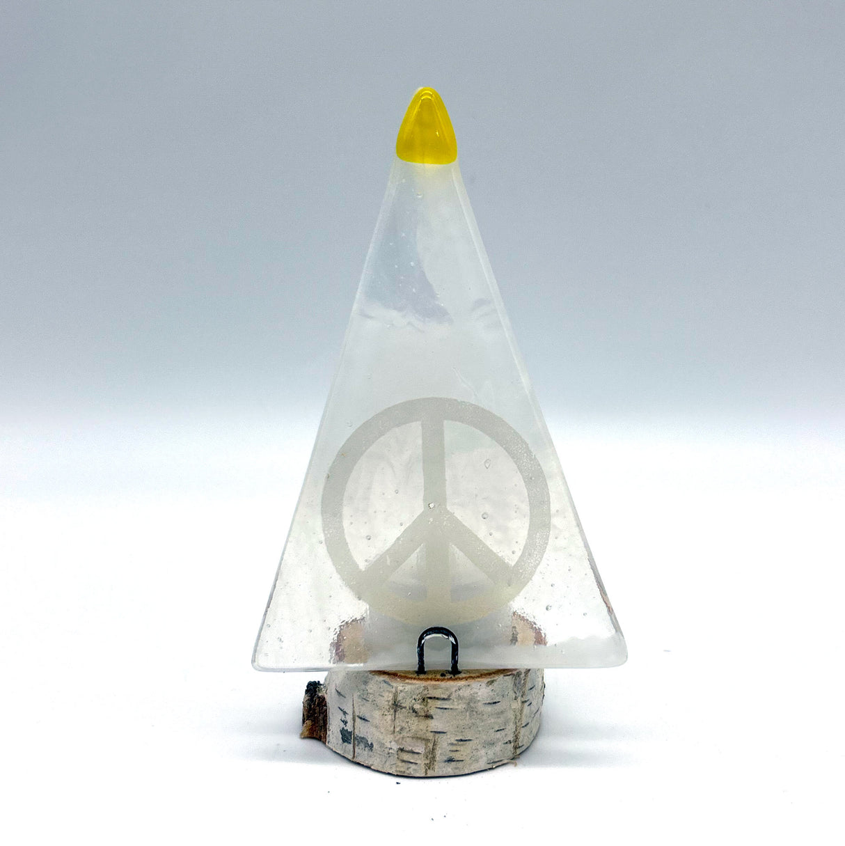Christmas Tree Fused Glass Candle Stand  - Peace Sign
