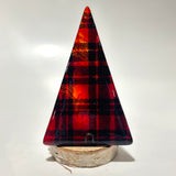 Christmas Tree Fused Glass Candle Stand  - Plaid