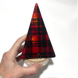 Christmas Tree Fused Glass Candle Stand  - Plaid