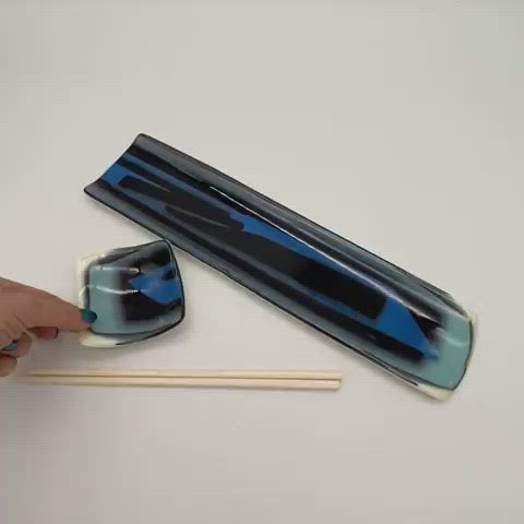 Sushi Platter - One of a Kind, Ivory-Turq-Blues