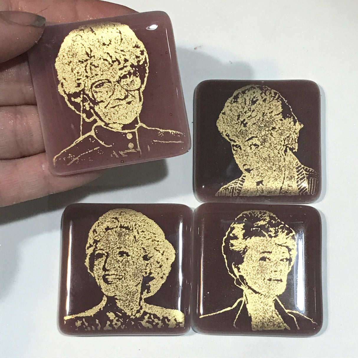 Golden Girls Actresses Fused Glass 1.75" Magnet 4-pack