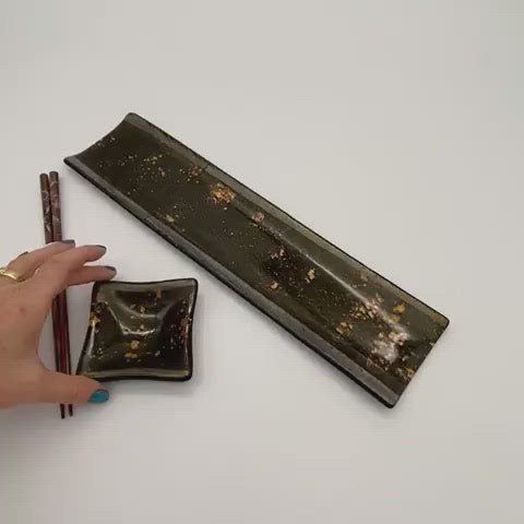 Sushi Platter - One of a Kind, Black Gold Iridized