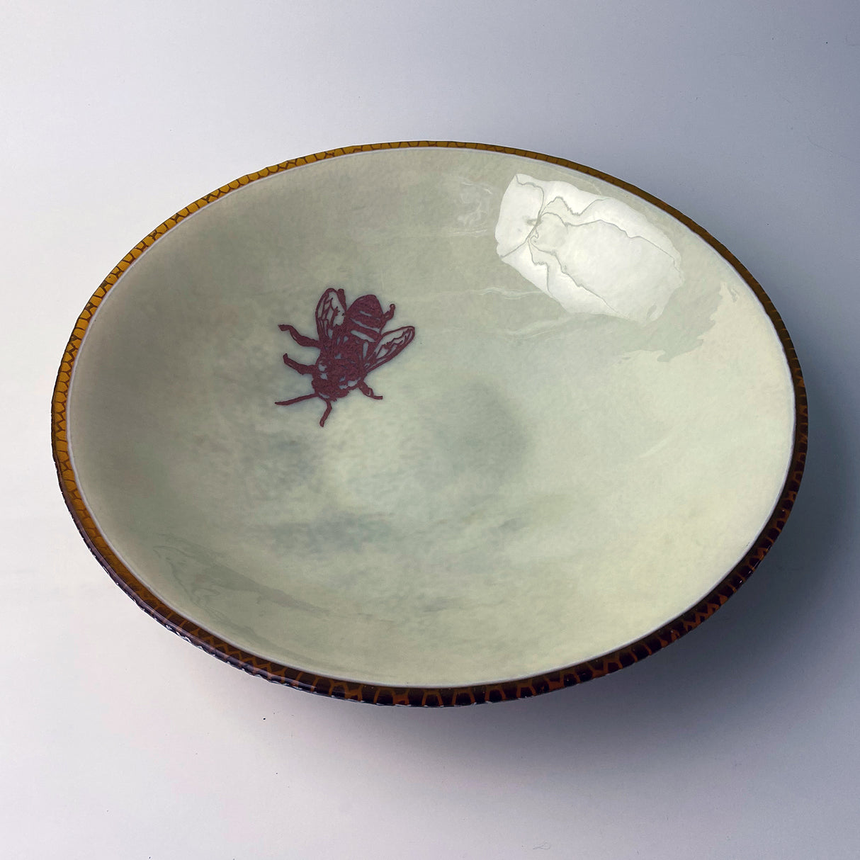 Honeybee Fused Glass Large 13" Serving Bowl | Made to order
