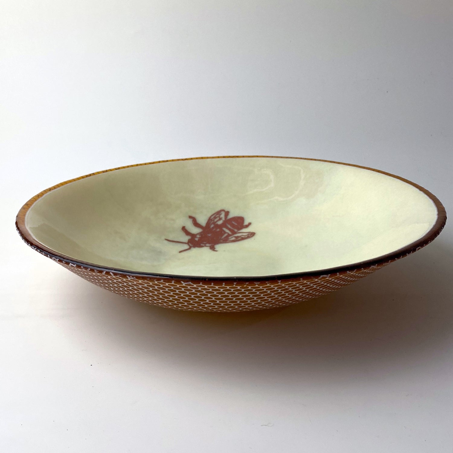 Honeybee Fused Glass Large 13" Serving Bowl | Made to order