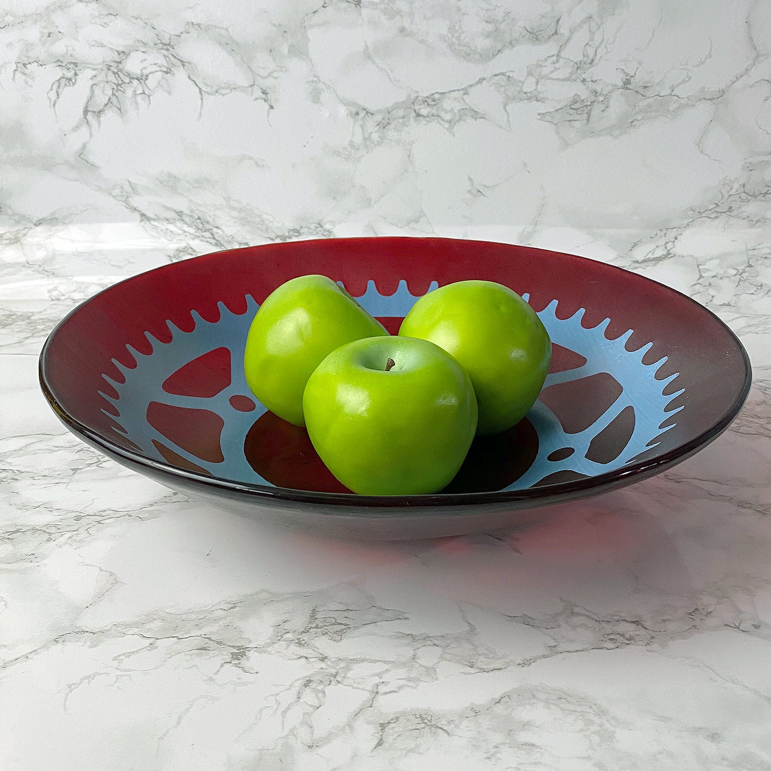 Bike Sprocket Fused Glass Large 13" Serving Bowl | Made to order