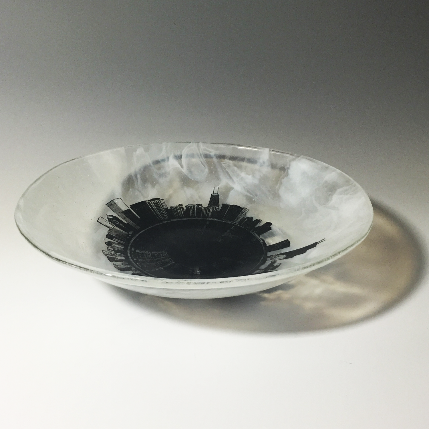 Chicago Skyline Fused Glass Large 13" Bowl| Made to order